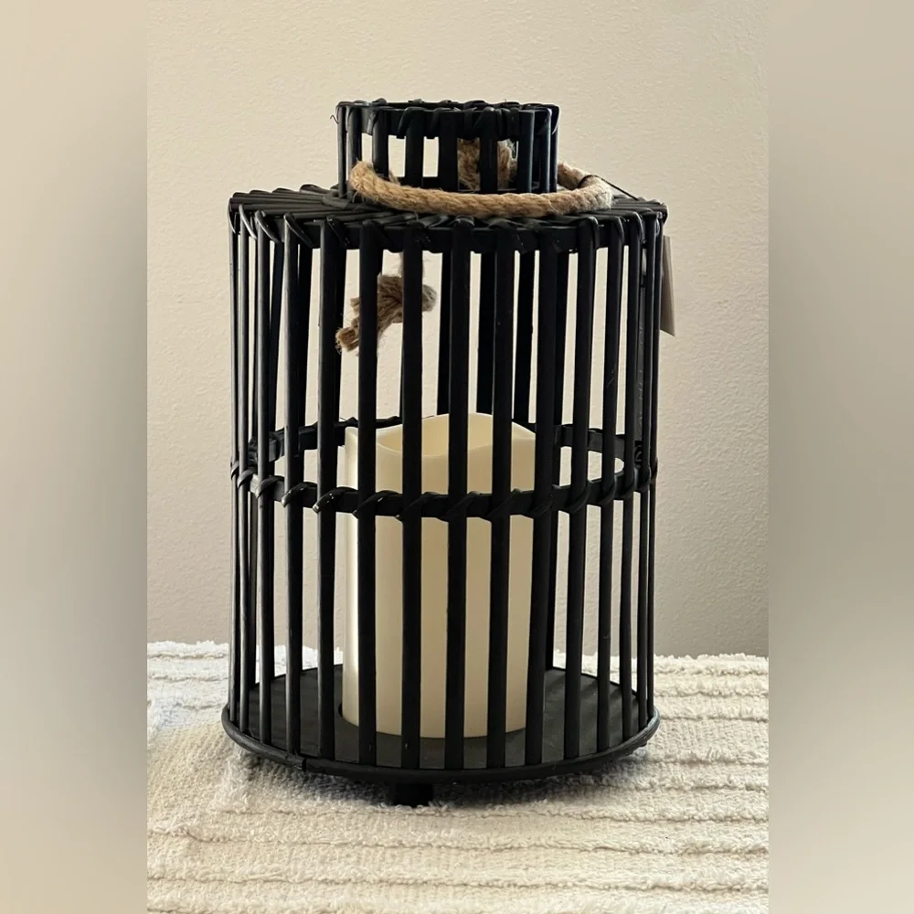 RACHEL ZOE Black Lantern LED Candle